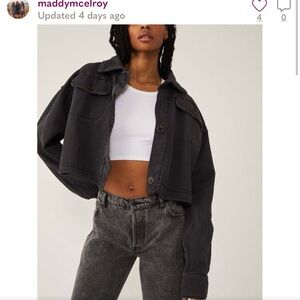 Free People Saturday Shirt Jacket / Washed Black